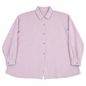 Eileen Fisher Organic Linen Shirt - M Pink Long Sleeve Button Down READ